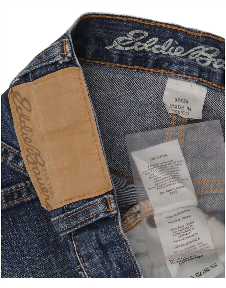 Eddie Bauer Calça jeans reta masculina de ajuste relaxado W38 L34 algodão azul