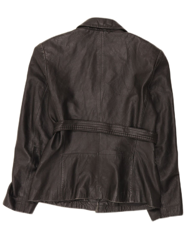 Jaqueta de couro feminina International Concepts US 6 médio preto
