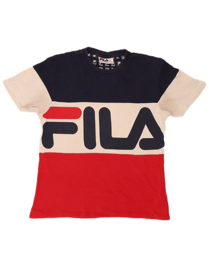 Fila Mens Graphic T-Shirt Top Médio Multicolorido Colorblock Algodão