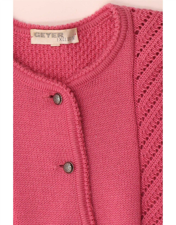 Suéter cardigã feminino Geyer IT 42 lã rosa médio