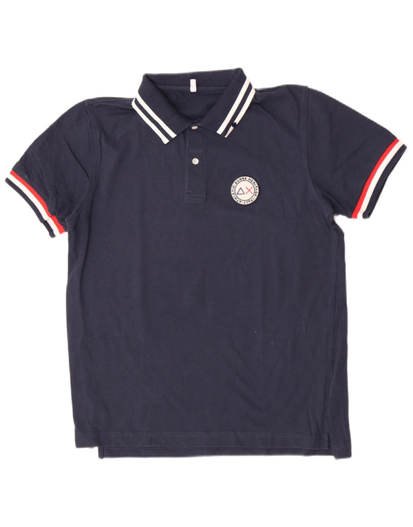 Camisa polo regular de manga curta masculina Sun68 13-14 anos algodão azul marinho