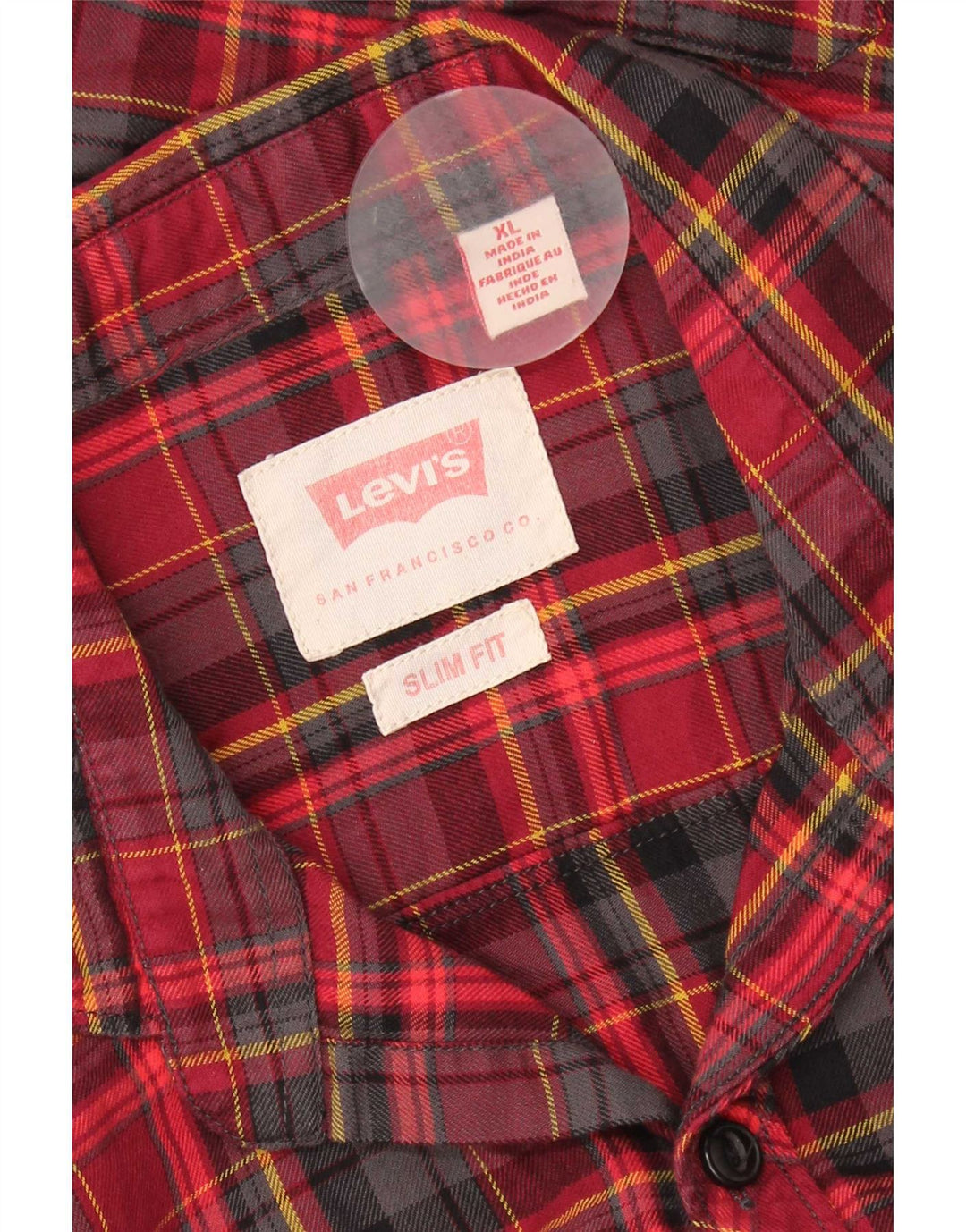 Camisa masculina de flanela Slim Fit Levi's XL vermelha xadrez