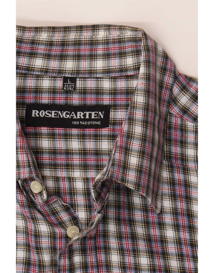 Camisa masculina de flanela Rosengarten tamanho 41/42 grande algodão xadrez multicolorido