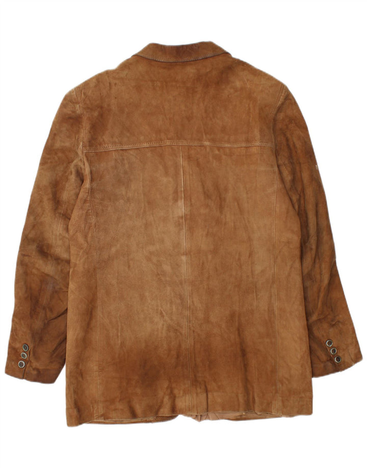 Jaqueta de camurça masculina vintage Reino Unido 36 couro marrom pequeno