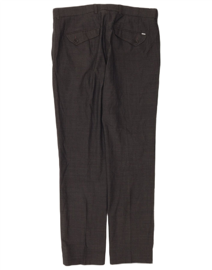 Calça masculina Marks & Spencer moderna slim fit W32 L31 lã cinza