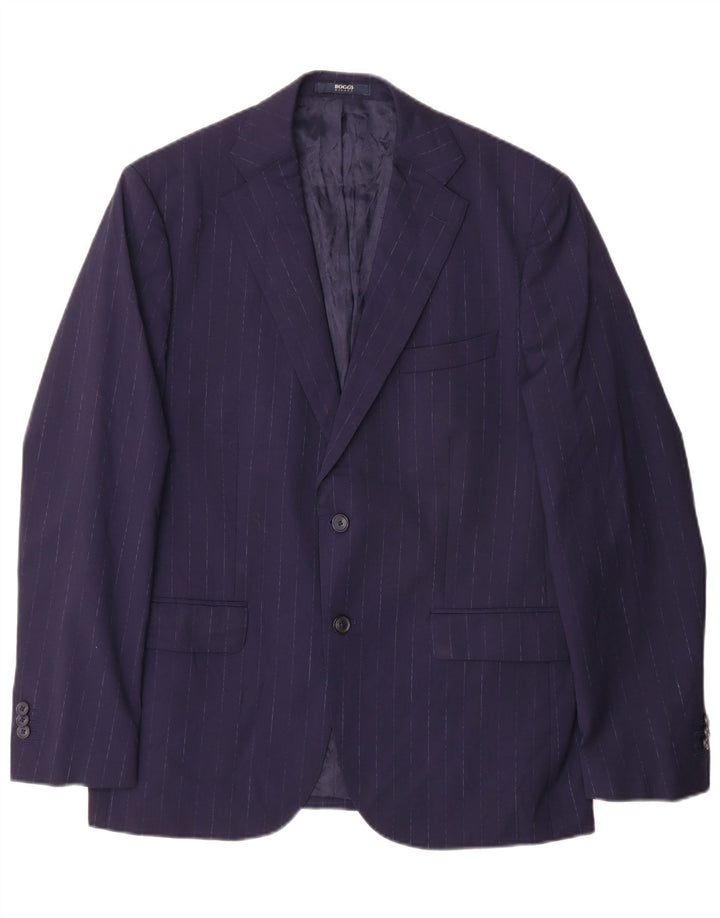 Jaqueta blazer masculina Boggi com 2 botões IT 52 XL azul marinho listrado lã