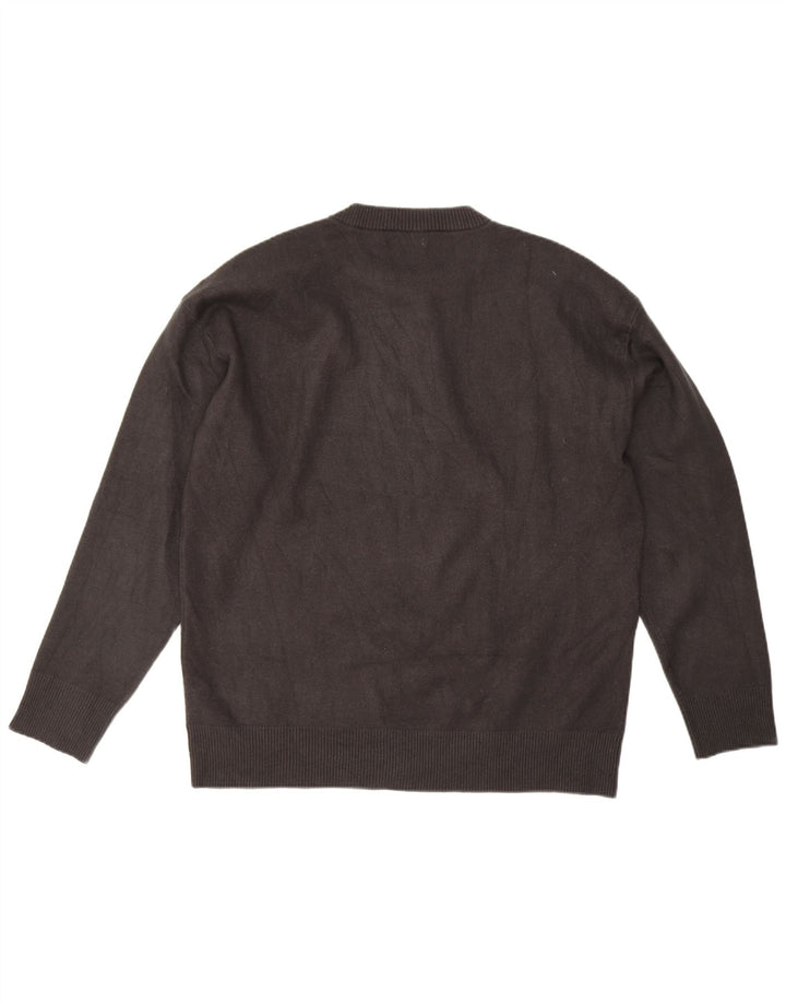 Zara Suéter masculino com gola redonda, grande viscose cinza