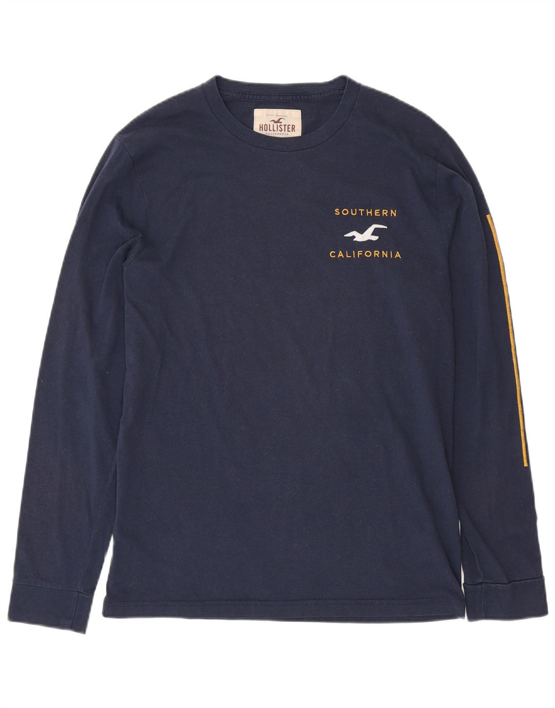 Top gráfico masculino HOLLISTER de manga comprida de algodão azul marinho médio