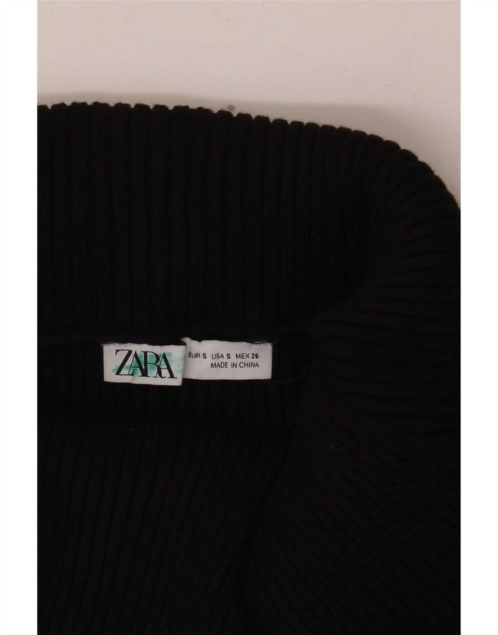 Zara Womens Crop Manga Longa Fora Do Ombro Top Reino Unido 8 Pequeno Preto