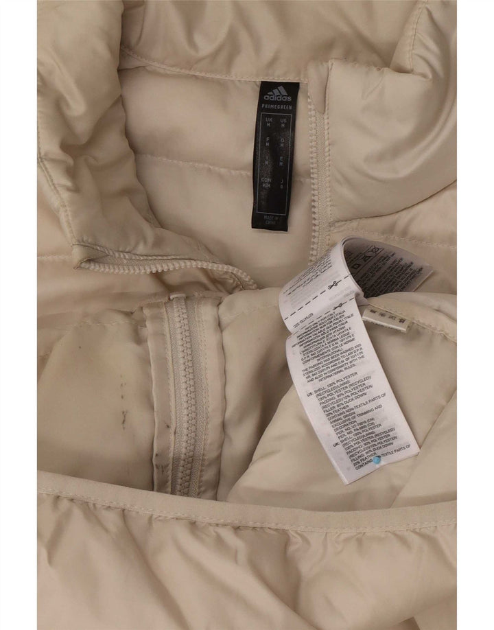 Jaqueta acolchoada masculina Adidas UK 38 poliéster bege médio