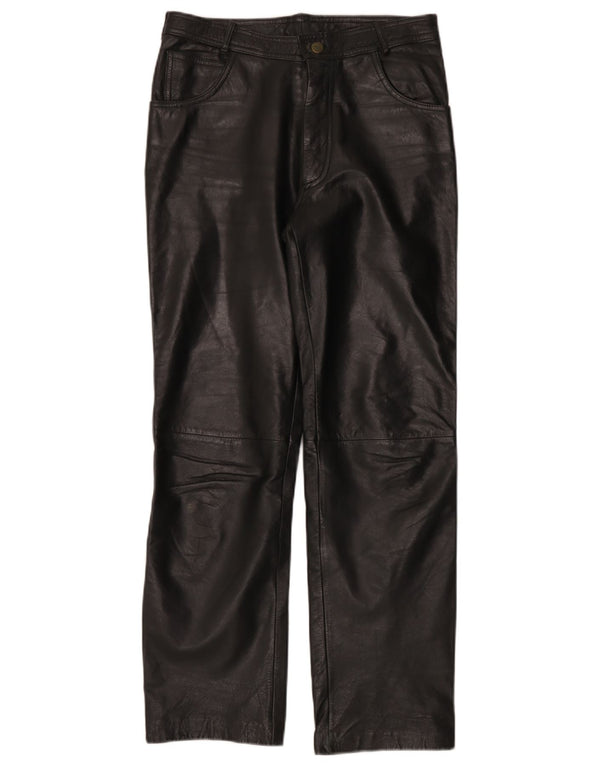 Calça masculina de couro para motociclista Linus W32 L30 preta