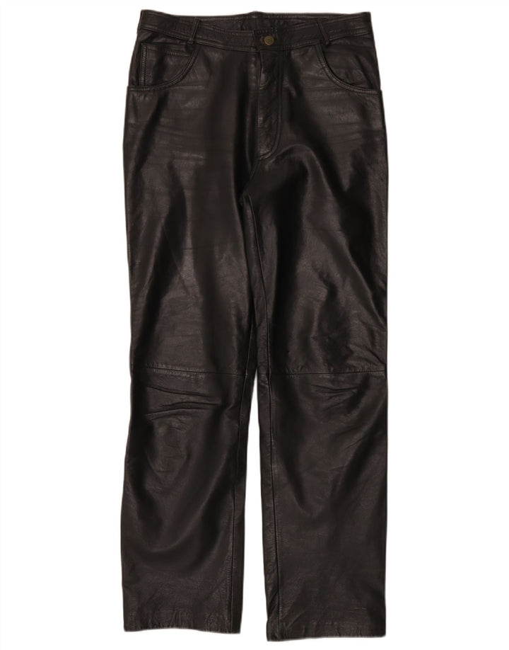 Calça masculina de couro para motociclista Linus W32 L30 preta