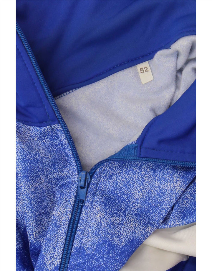 Jaqueta superior de agasalho masculino vintage IT 52 grande bloco colorido azul
