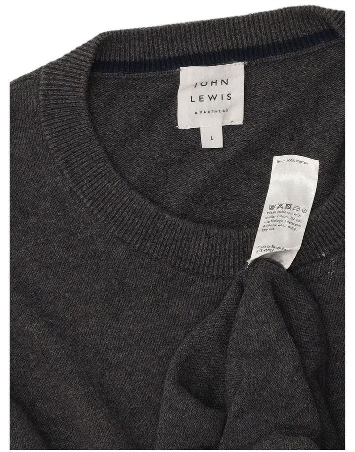 Suéter masculino John Lewis com gola redonda, grande algodão cinza