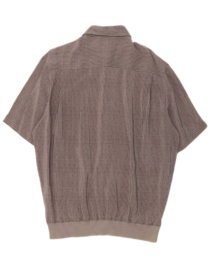 Camisa masculina de manga curta Gran Sasso XL cinza listrada de seda
