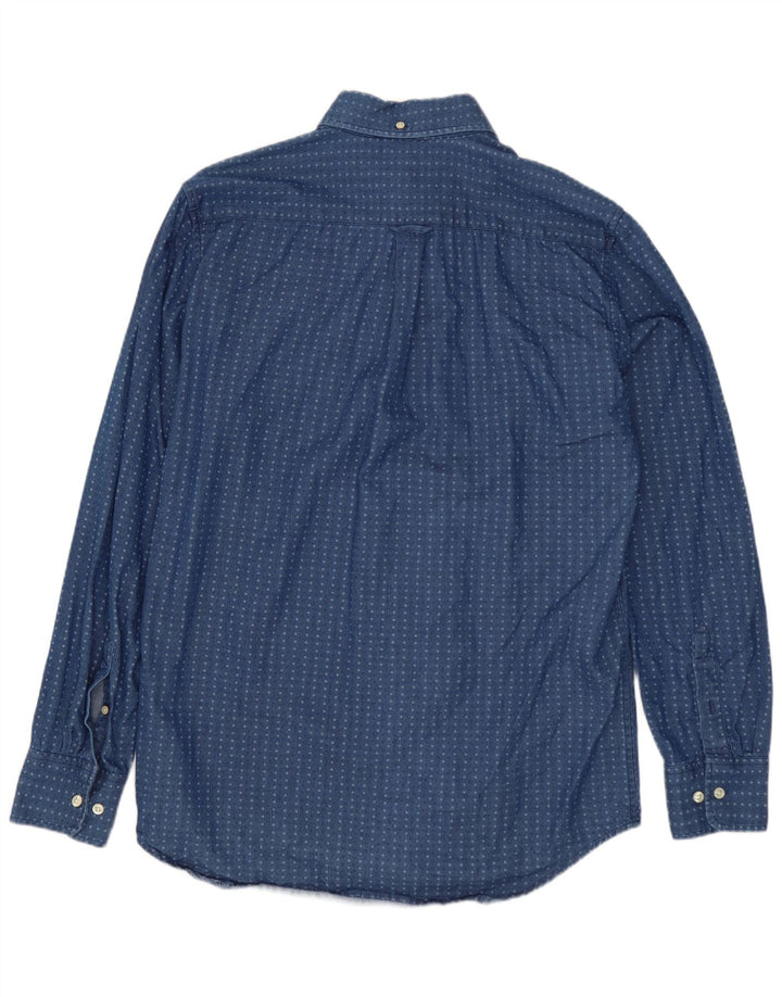 Camisa jeans masculina Gant Regular Fit tamanho 37/38 15 algodão manchado azul médio