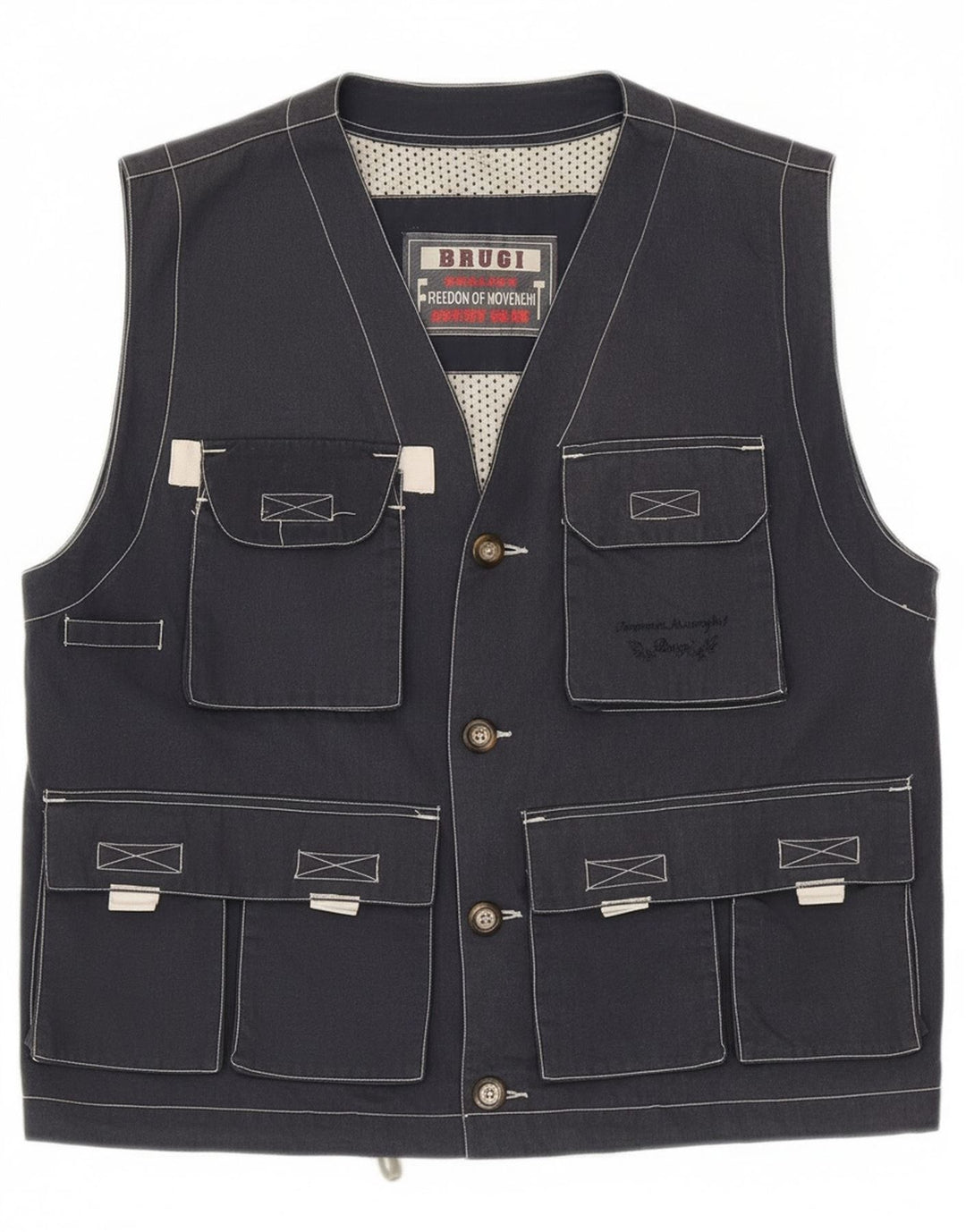 Colete utilitário masculino Brugi UK 40 grande poliéster azul marinho