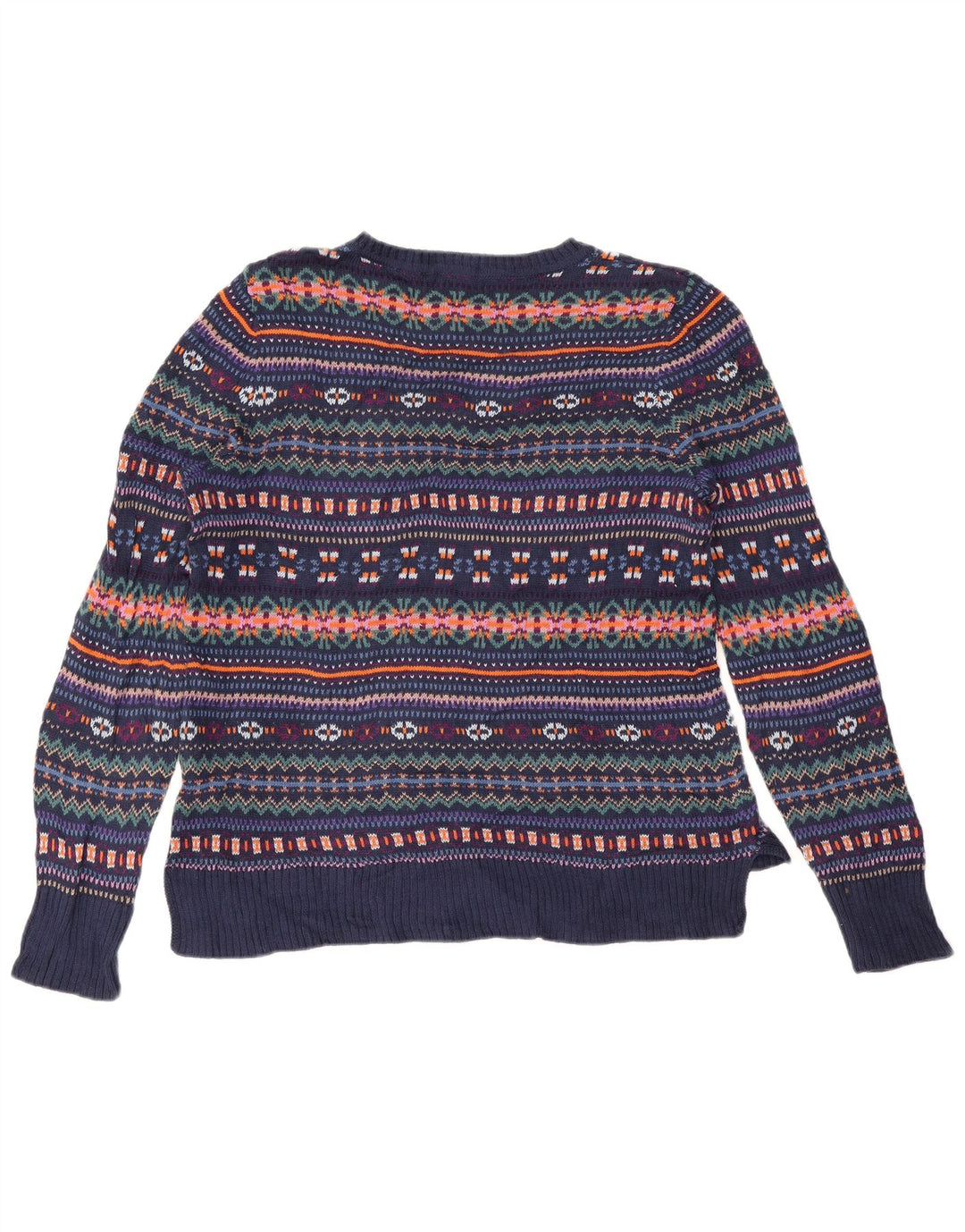 Suéter feminino CHAPS com gola canoa UK 14 médio azul marinho Fair Isle