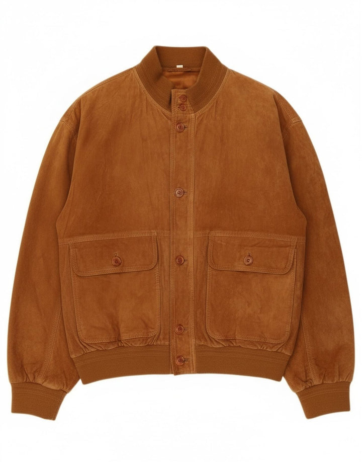 Jaqueta masculina vintage de camurça IT 50 grande couro marrom