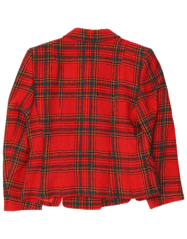 Jaqueta blazer feminina de 6 botões Angelo Santagostino Reino Unido 14 xadrez vermelho médio
