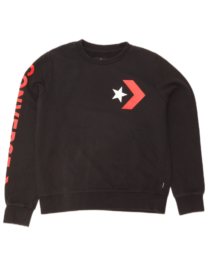 Converse feminino gráfico moletom jumper UK 8 pequeno preto