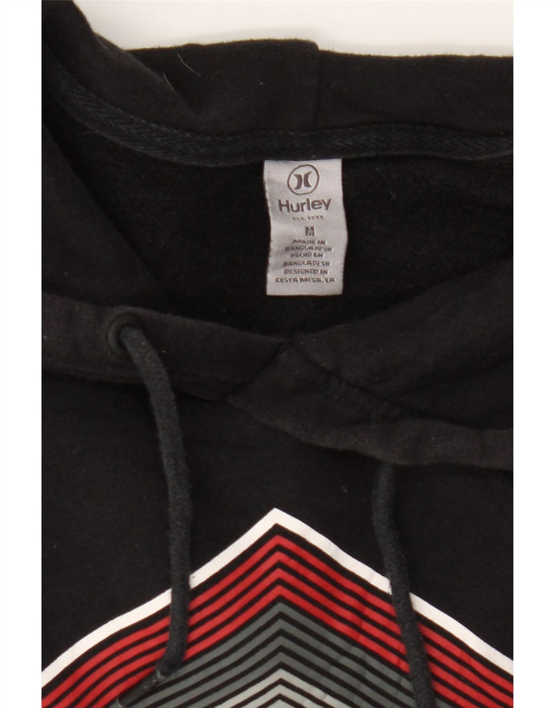 HURLEY Mens Graphic Hoodie Jumper Medium Black Cotton Vintage Hurley and Second-Hand Hurley from Messina Hembry 