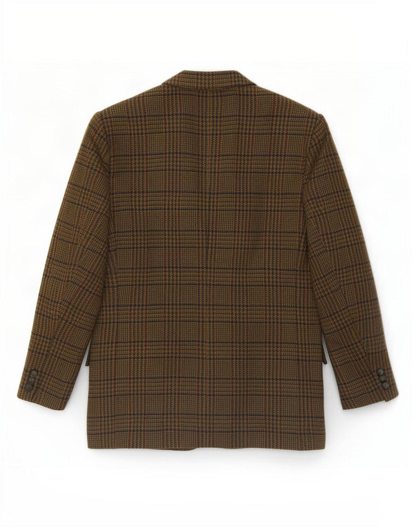 Jaqueta blazer masculina vintage com 2 botões IT 54 2XL lã cáqui Houndstooth