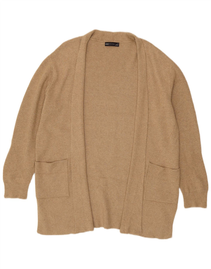 Marks & Spencer Suéter feminino Longline Open Cardigan Reino Unido 16 Grande Bege