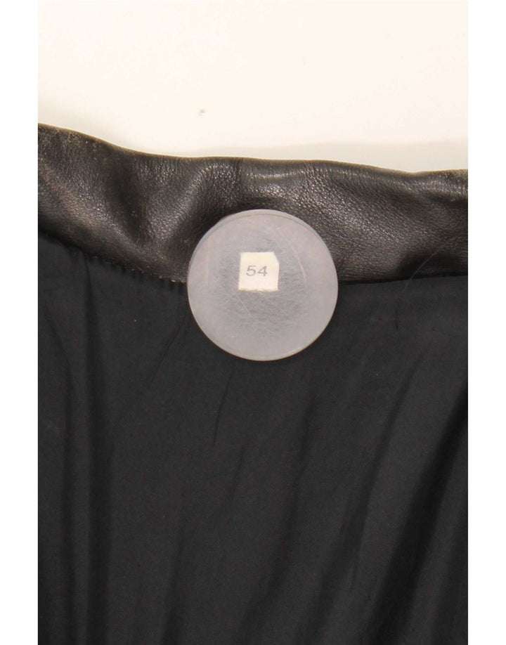 Jaqueta de couro masculina vintage IT 54 2XL preta
