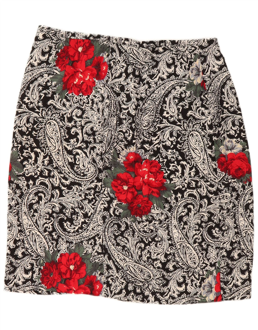 Saia feminina VINTAGE W30 Paisley preto médio