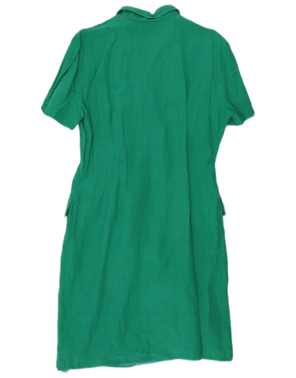 Vintage Womens Short Sleeves Shirt Dress IT 48 XL Green