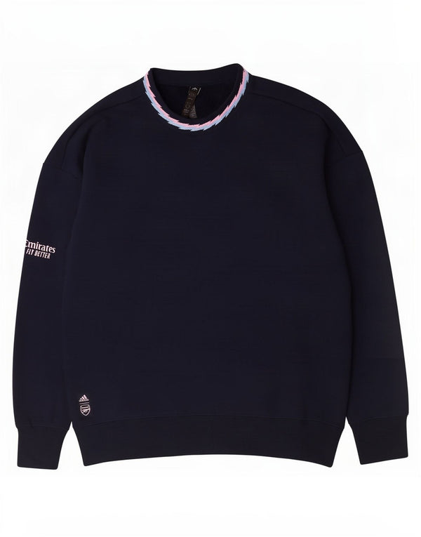 Adidas masculino solto ajuste moletom jumper médio azul marinho algodão