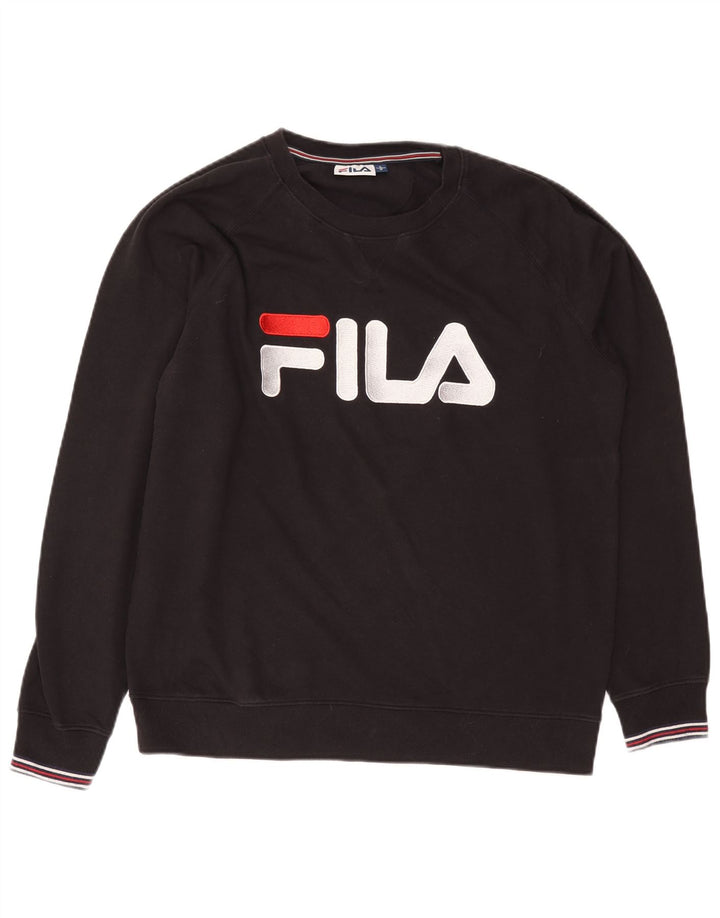 Fila moletom gráfico masculino jumper grande algodão preto