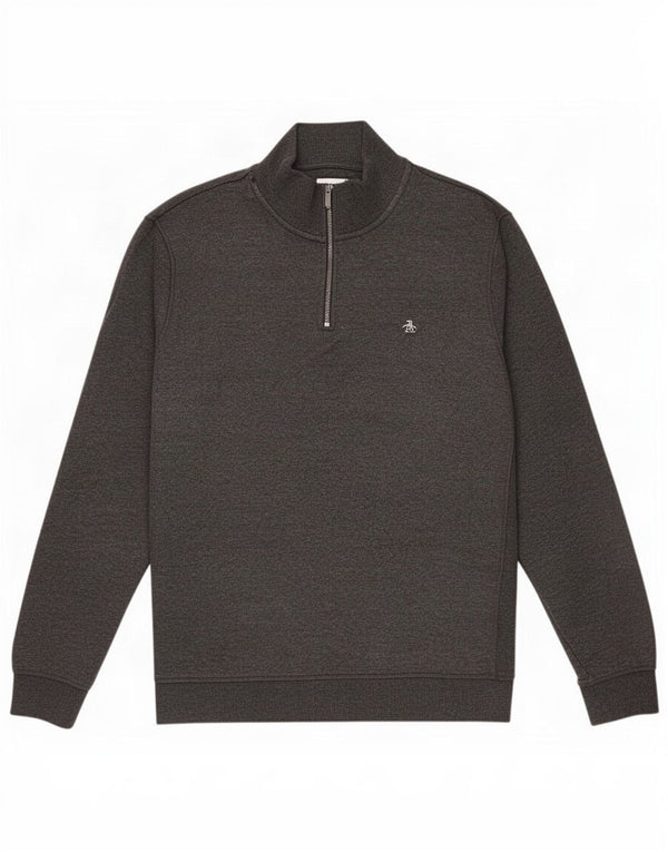 Moletom masculino Penguin com zíper e gola 2XL Algodão cinza