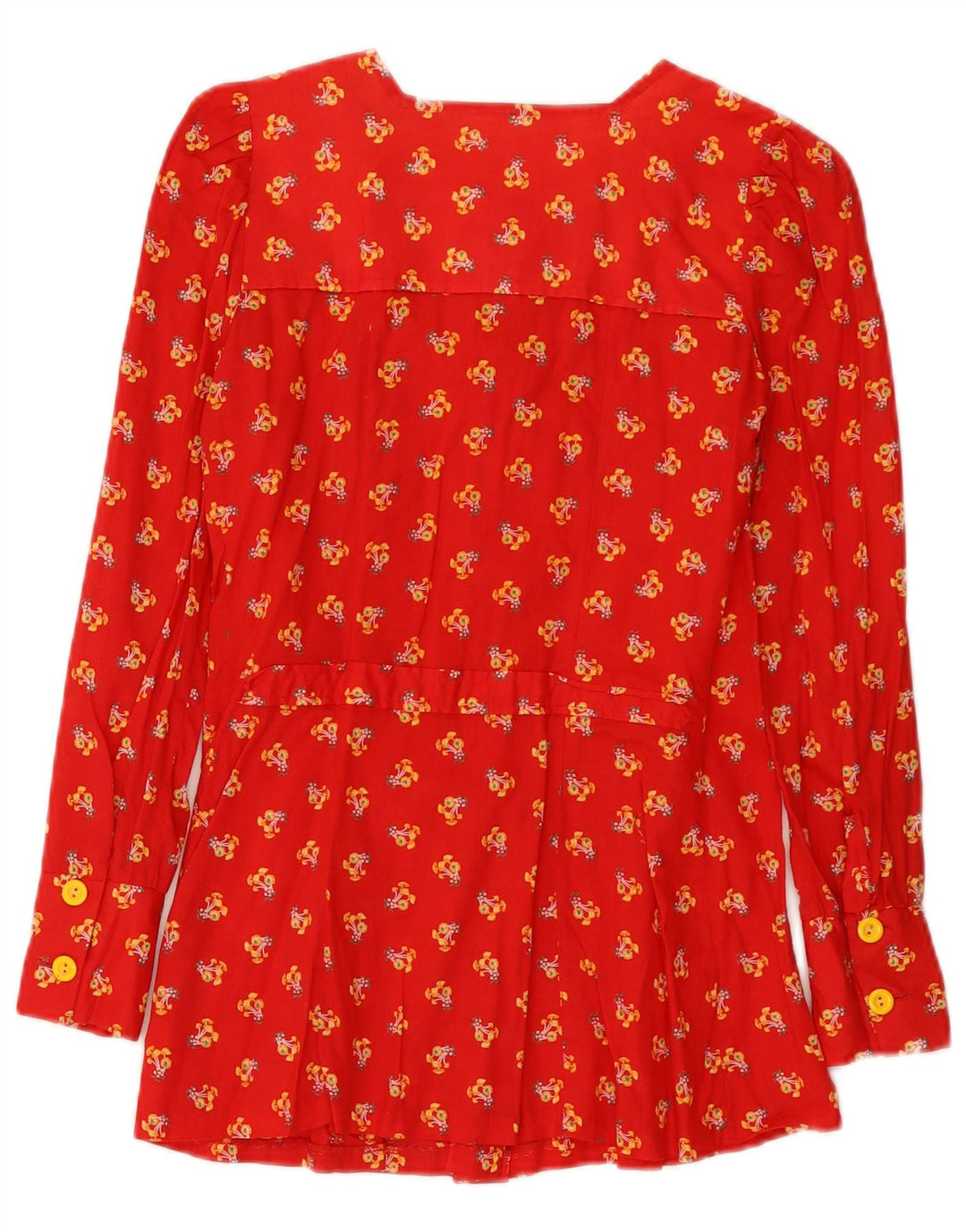 Blusa Camisa Feminina Vintage IT 42 Floral Vermelho Médio