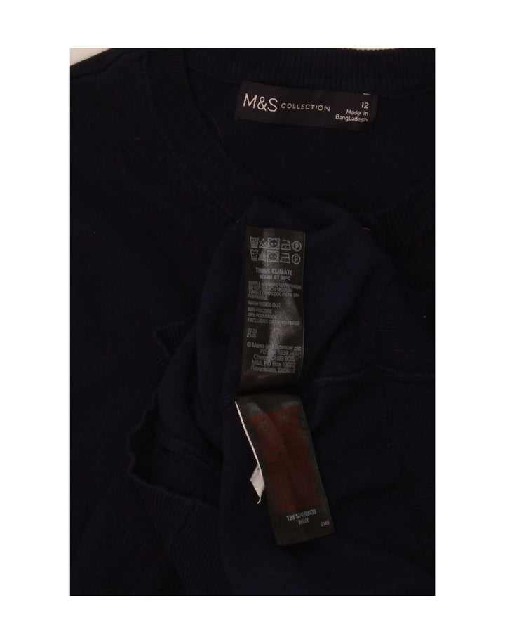 Suéter cardigã feminino Marks & Spencer UK 12 viscose azul marinho médio