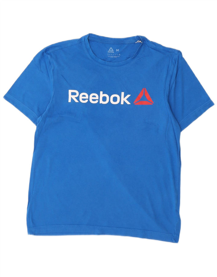 Reebok Mens Graphic T-Shirt Top Médio Algodão Azul