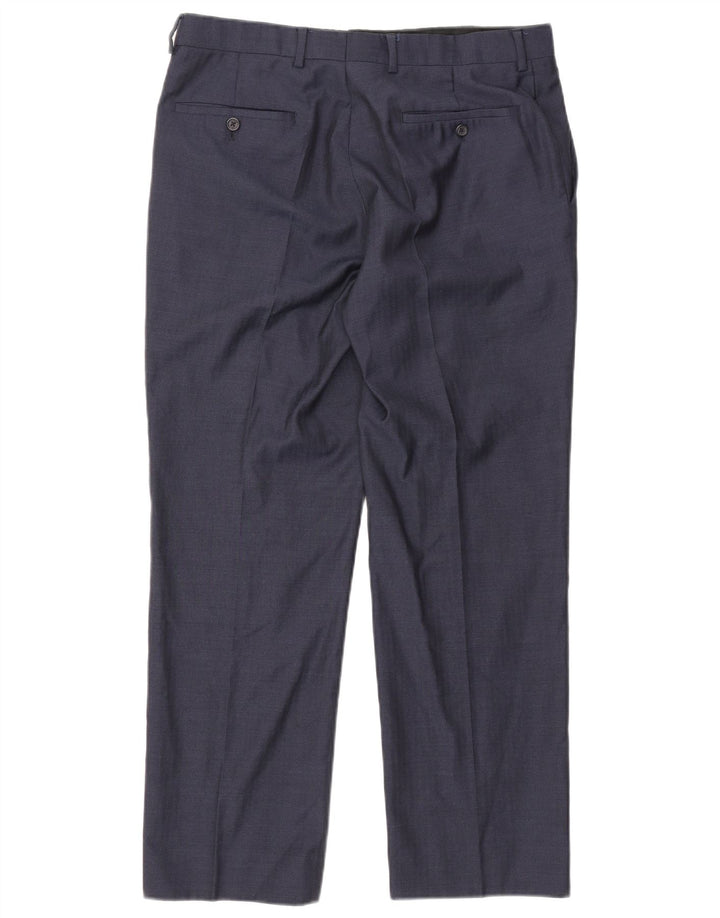 Calça feminina reta JAEGER W34 L30 azul marinho lã