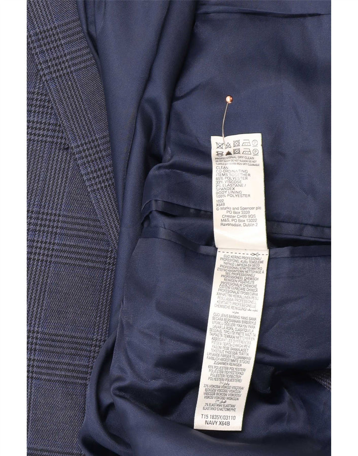 Jaqueta blazer masculina de 2 botões Marks & Spencer UK 48 2XL azul Houndstooth