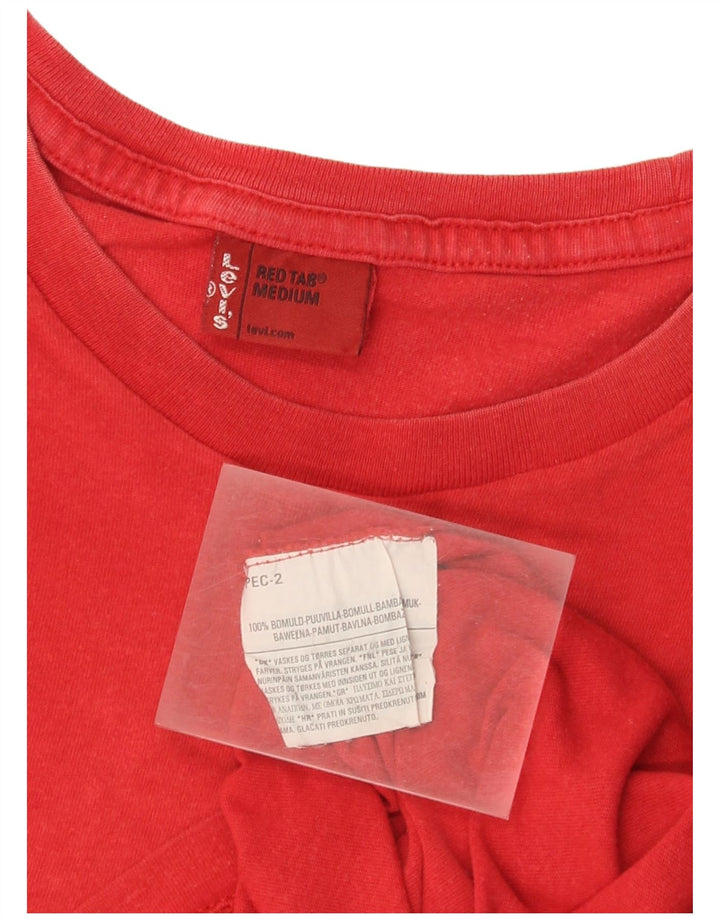 Camiseta feminina gráfica Levi's Top UK 14 algodão vermelho médio