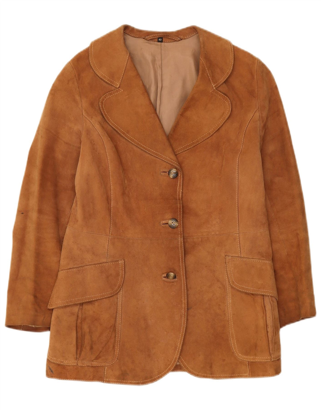 Jaqueta blazer feminina VINTAGE de camurça com 3 botões IT 42 marrom médio
