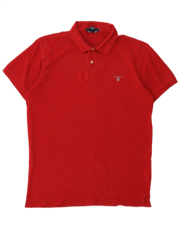 GANT Camisa polo masculina justa grande algodão vermelho