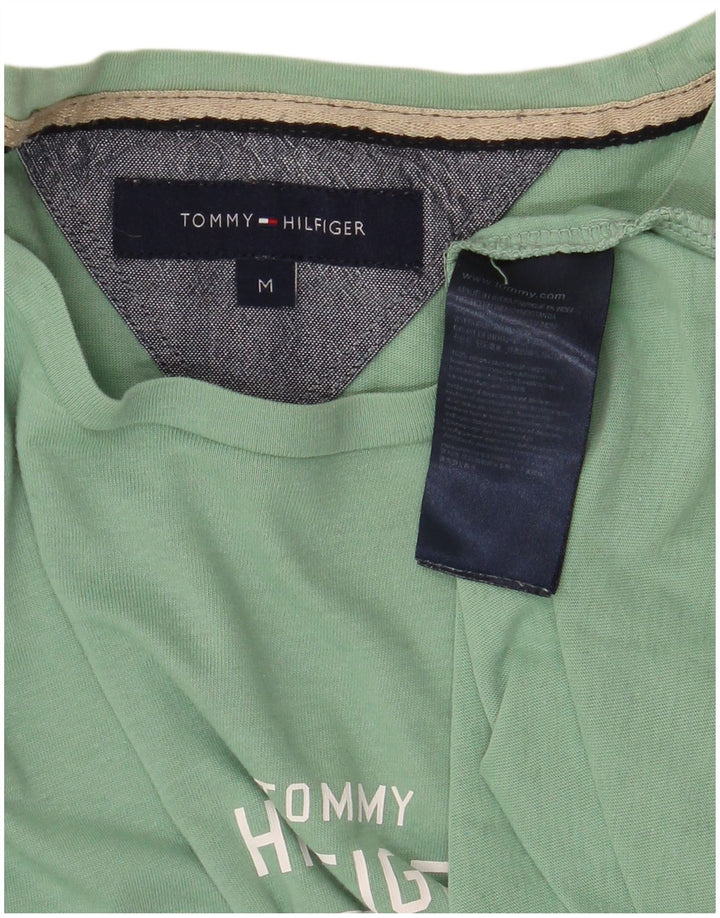 Tommy Hilfiger Camiseta masculina gráfica Top médio algodão verde