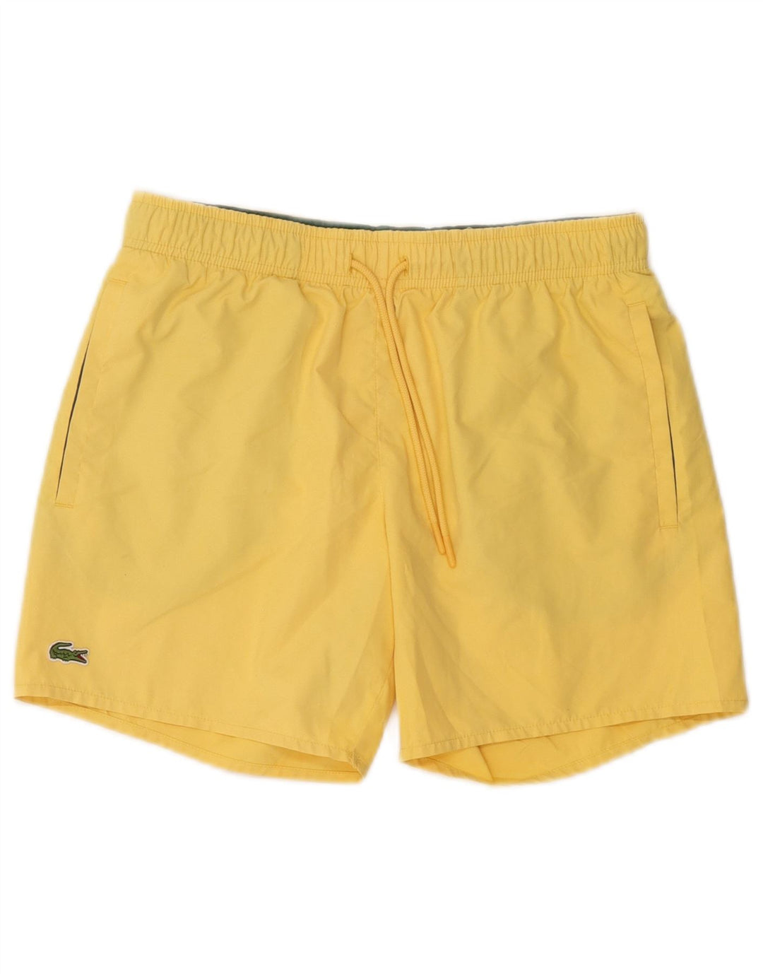 Shorts de natação feminino Lacoste UK 10 pequeno poliéster amarelo
