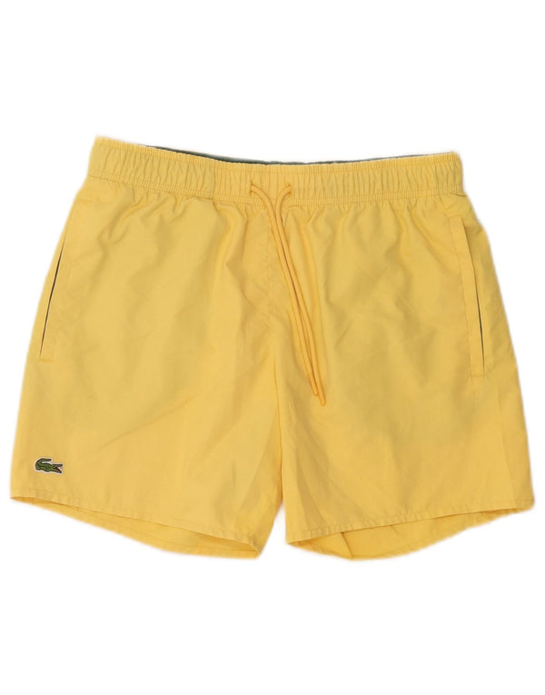 Shorts de natação feminino Lacoste UK 10 pequeno poliéster amarelo