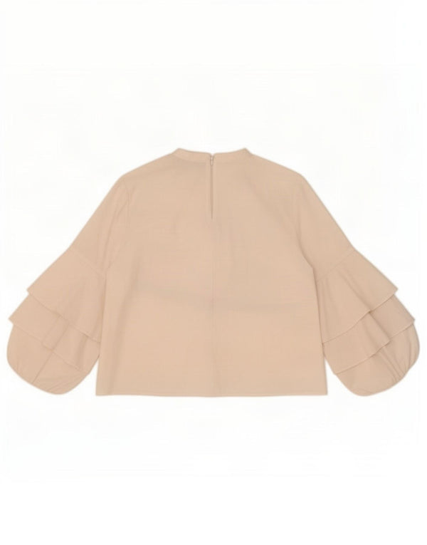 Zara blusa feminina manga 3/4 top UK 4 XS branco