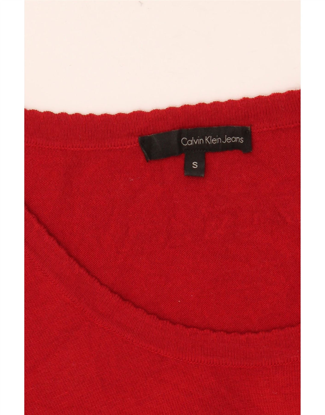 Suéter feminino CALVIN KLEIN JEANS com gola canoa gráfico Reino Unido 10 pequeno vermelho