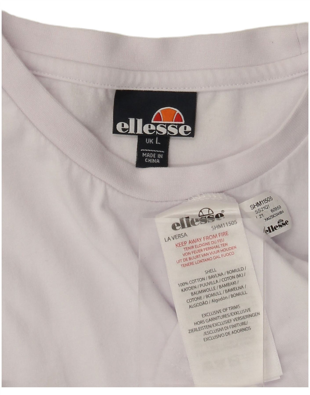 Camiseta masculina Ellesse Top grande de algodão colorido branco