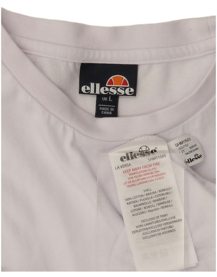 Camiseta masculina Ellesse Top grande de algodão colorido branco