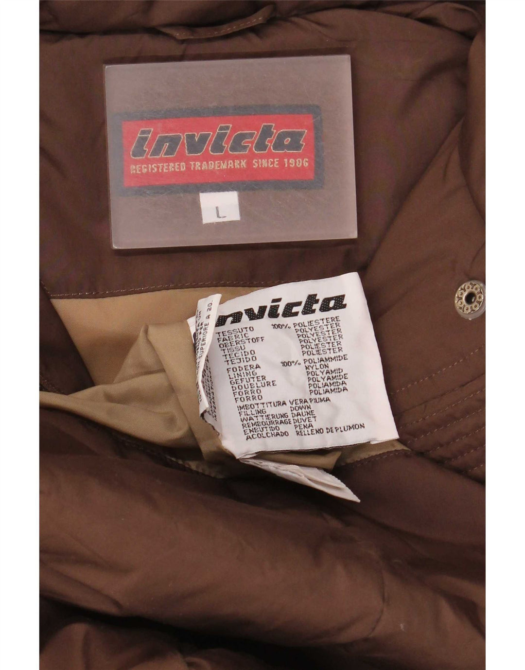 Casaco acolchoado com capuz feminino Invicta UK 16 grande poliéster marrom